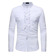 Load image into Gallery viewer, Solid Color Men Shirt Tuxedo Shirts Bridegroom Wedding Shirts Long Sleeve Slim Fit Casual Mens Dress Shirts Camisa Masculina XL