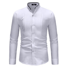 Load image into Gallery viewer, Solid Color Men Shirt Tuxedo Shirts Bridegroom Wedding Shirts Long Sleeve Slim Fit Casual Mens Dress Shirts Camisa Masculina XL