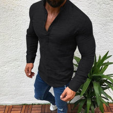 Load image into Gallery viewer, 2019 Sexy New Men Long Sleeves Blouse Summer Fashion Casual Cool Clothing Slim Fit Tees Tops Male Breathable Linen Shirt